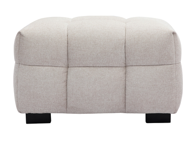Pouf repose-pieds design en tissu effet velours texturé beige CORTO