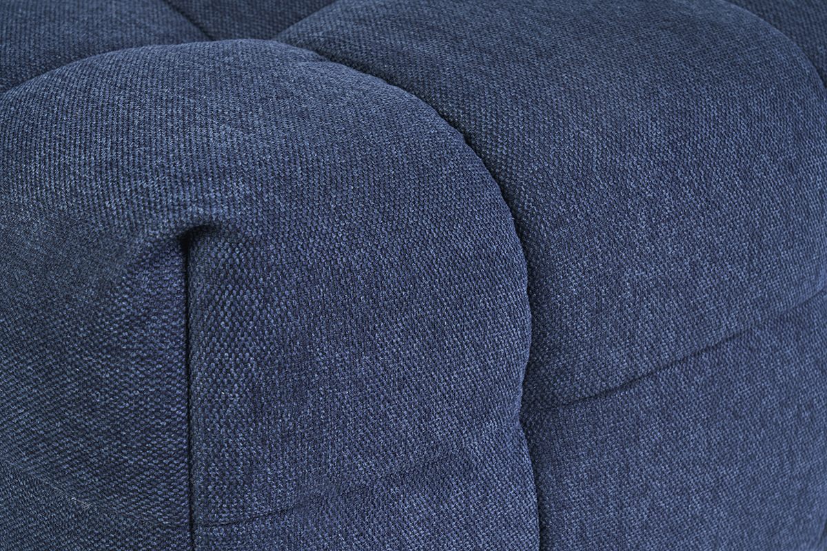 Pouf repose-pieds design en tissu effet velours textur bleu fonc CORTO
