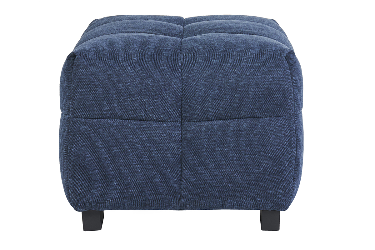 Pouf repose-pieds design en tissu effet velours textur bleu fonc CORTO