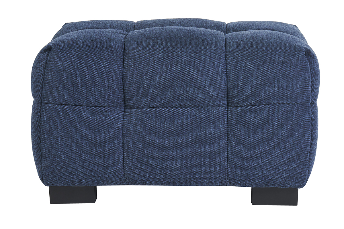 Pouf repose-pieds design en tissu effet velours textur bleu fonc CORTO