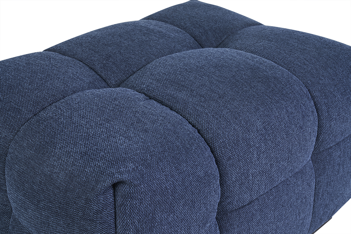 Pouf repose-pieds design en tissu effet velours textur bleu fonc CORTO