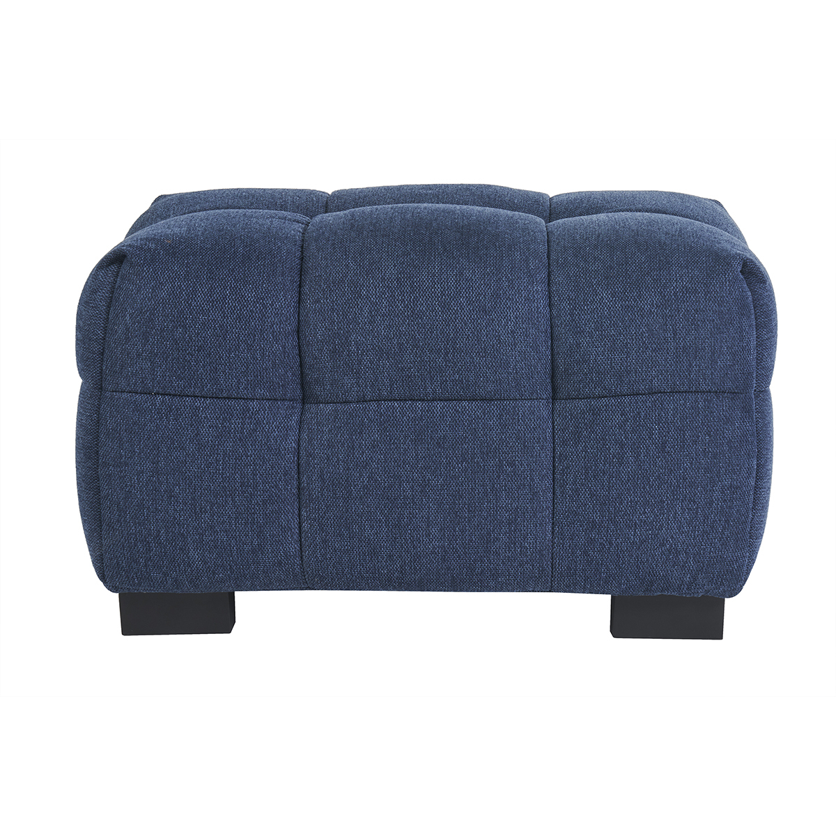 Pouf repose-pieds design en tissu effet velours texturé bleu foncé CORTO Pouf repose-pieds design en tissu effet velours texturé bleu foncé CORTO