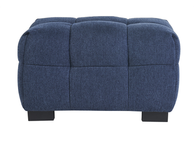 Pouf repose-pieds design en tissu effet velours texturé bleu foncé CORTO