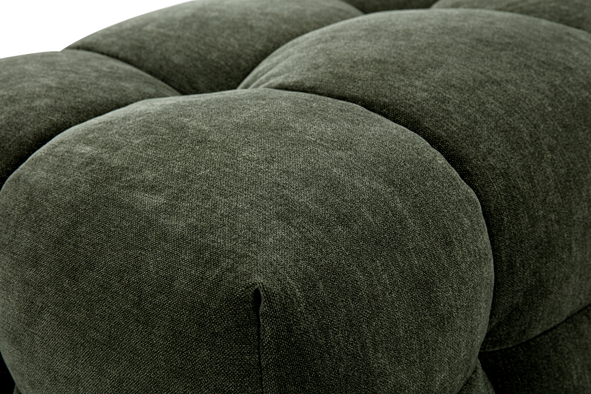 Pouf repose-pieds design en tissu effet velours vert kaki CORTO