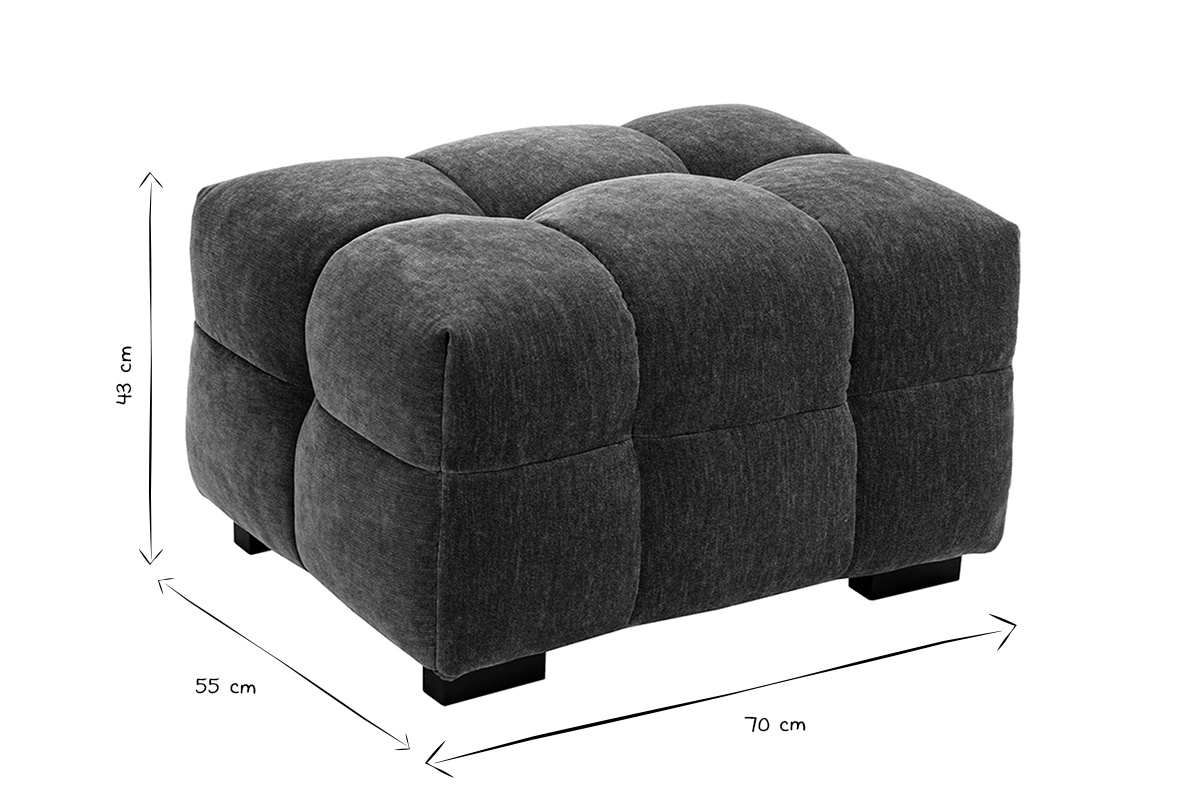 Pouf repose-pieds design en tissu effet velours vert kaki CORTO