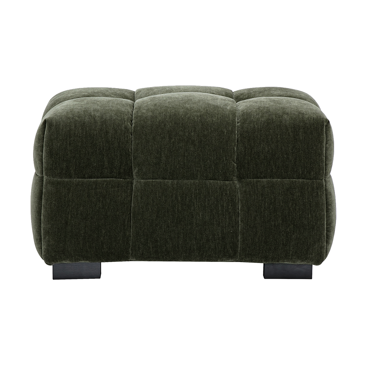 Pouf repose-pieds design en tissu effet velours vert kaki CORTO Pouf repose-pieds design en tissu effet velours vert kaki CORTO