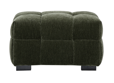 Pouf repose-pieds design en tissu effet velours vert kaki CORTO