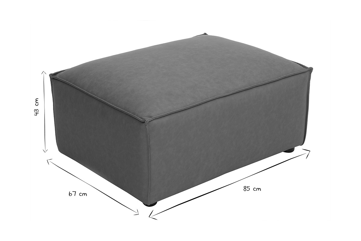 Pouf repose pieds en cuir marron avec dimensions L85 x P67 x H43 cm