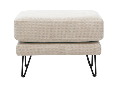 Pouf repose-pieds en tissu chenille beige et m&eacute;tal OSLO