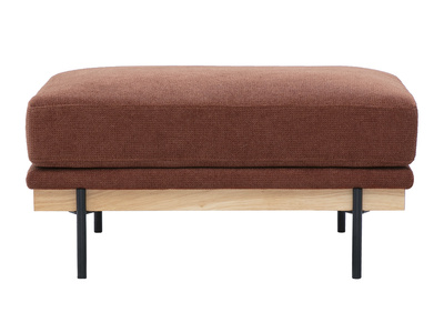 Pouf repose pieds en tissu chenille terre br&ucirc;l&eacute;e et m&eacute;tal noir TODD