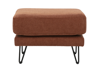 Pouf repose-pieds en tissu chenille terre br&ucirc;l&eacute;e et m&eacute;tal OSLO