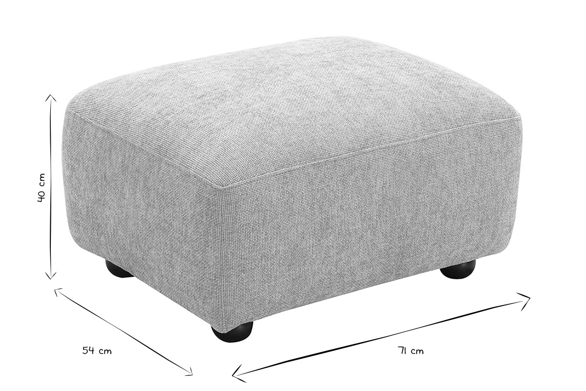 Dimensions du pouf repose-pieds JOYA, 40x54x71 cm, en noir et blanc.