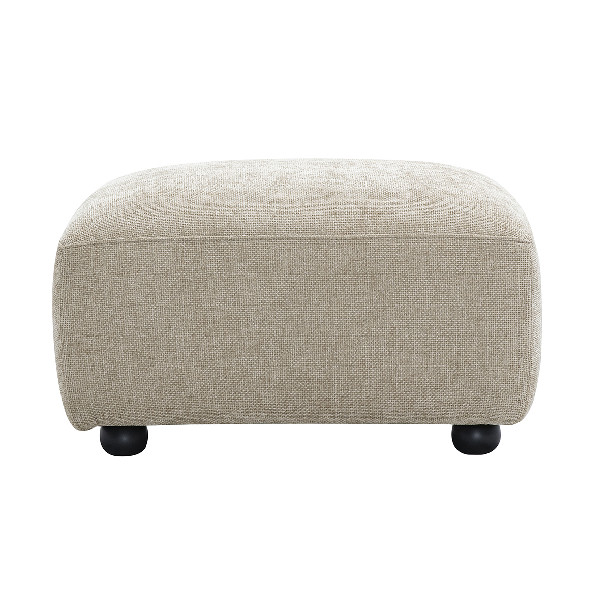 Pouf repose pieds en tissu effet velours texturé beige JOYA Pouf repose pieds en tissu effet velours texturé beige JOYA