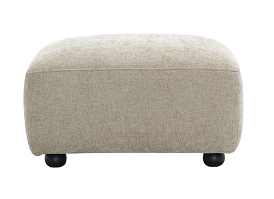 Pouf repose pieds en tissu effet velours texturé beige JOYA
