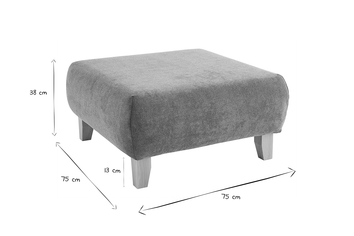 Pouf repose-pieds en tissu effet velours textur terre brle et bois clair massif L75 cm ODEON