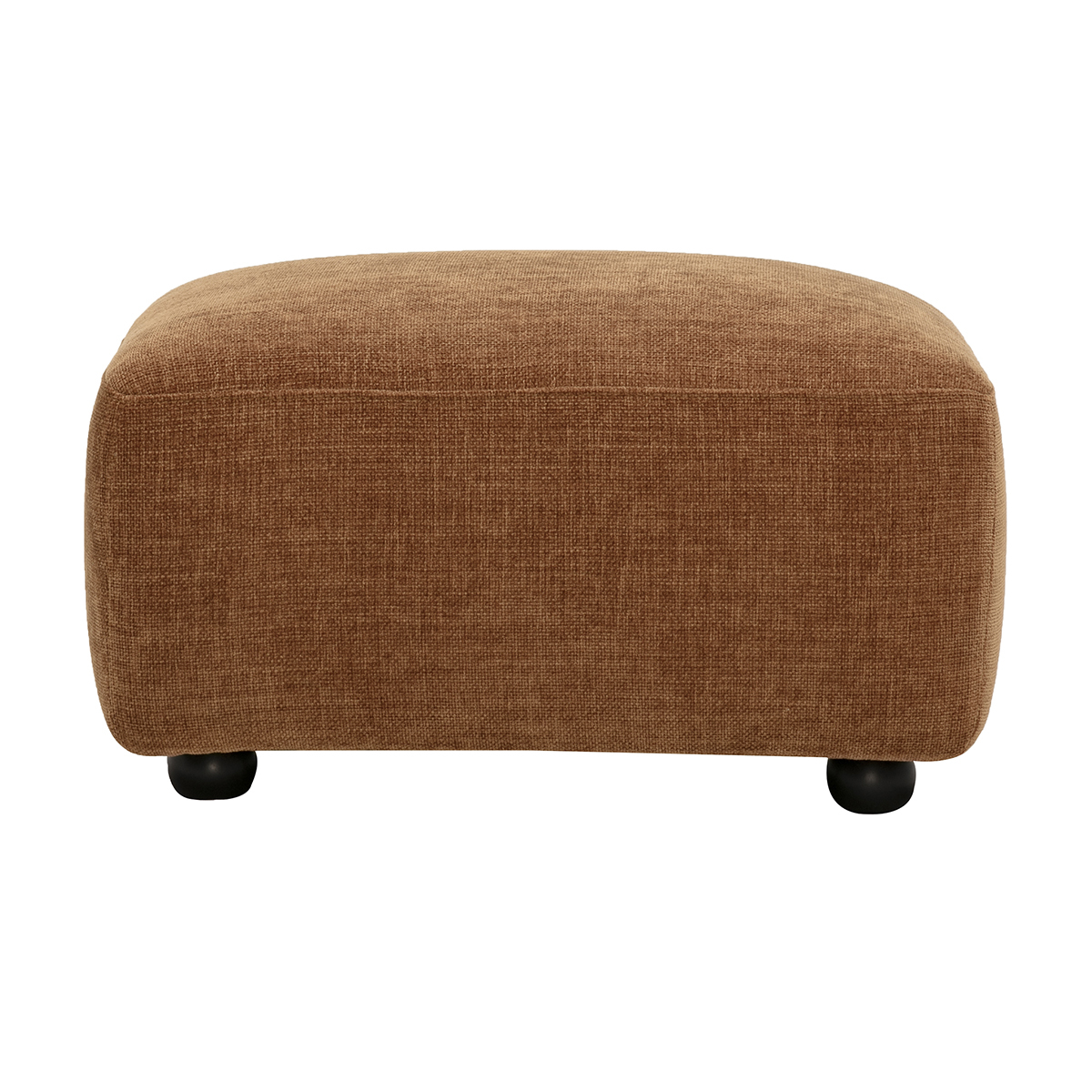 Pouf repose pieds en tissu effet velours texturé terre brûlée JOYA Pouf repose pieds en tissu effet velours texturé terre brûlée JOYA