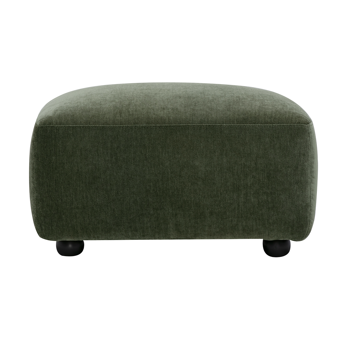 Pouf repose pieds en tissu effet velours vert kaki JOYA Pouf repose pieds en tissu effet velours vert kaki JOYA
