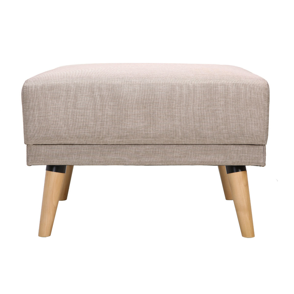 Pouf repose-pieds scandinave en tissu beige et bois clair ULLA Pouf repose-pieds scandinave en tissu beige et bois clair ULLA