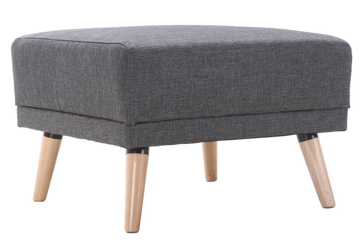 Pouf / repose pieds tissu gris fonc� ULLA