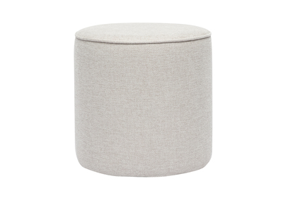 Pouf rond en tissu effet velours texturé beige D40 cm PAUL