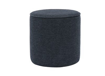 Pouf rond en tissu effet velours texturé bleu foncé D40 cm PAUL