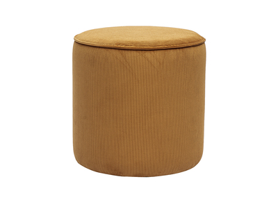 Pouf rond en tissu velours côtelé jaune curry D40 cm PAUL
