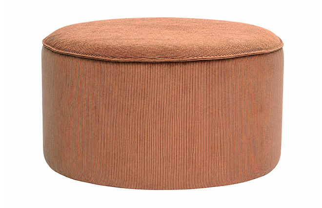 Pouf Rond Velour Pouf rond en velours côtelé terre brûlée D70 cm PAUL - Miliboo