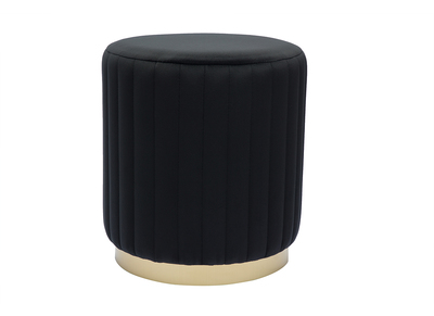 Pouf rond en velours noir et métal doré D40 cm DONA