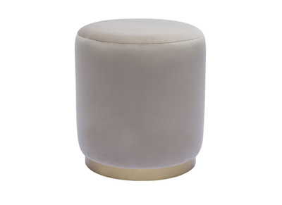 Pouf rond en velours taupe et métal doré D40 cm AMAYA