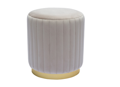 Pouf rond en velours taupe et métal doré D40 cm DONA