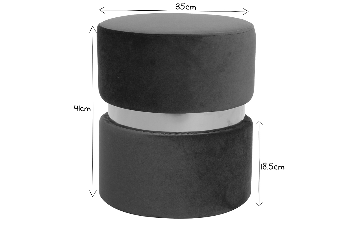 Pouf rond en velours vert et mtal dor JOY