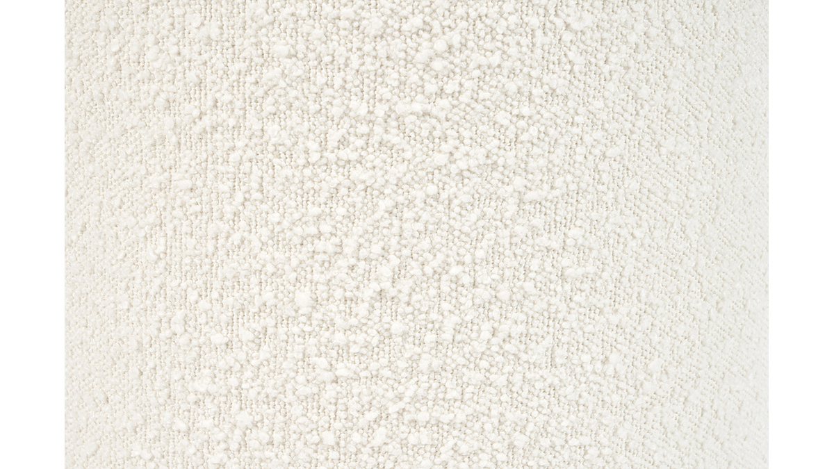 Pouf rond scandinave en tissu effet laine boucle blanc cass D70 cm MERIBEL