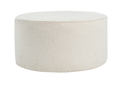 Pouf Rond Amaya Miliboo - Tissu Effet Laine Bouclée Blanc Cassé Et Base Métal Doré, 54 Cm