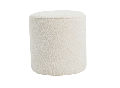 Pouf scandinave rond en tissu effet laine bouclée blanc cassé D40 cm MERIBEL