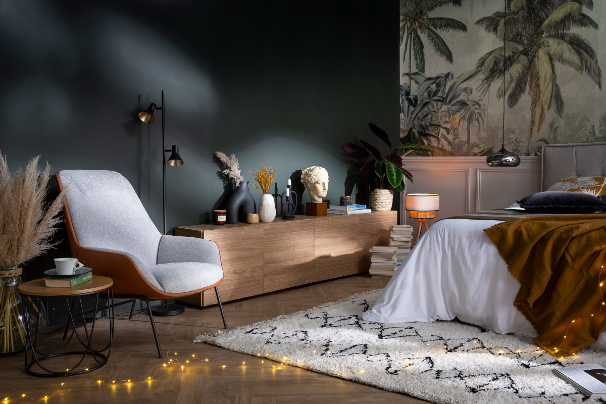 Rangement mural ferm� carr� finition m�tal gris fonc� L55 cm ETERNEL