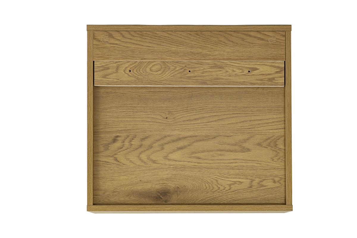 Rangement mural FLEXO en bois clair ch�ne, vue de dos, dimensions L55 x P30 x H50 cm