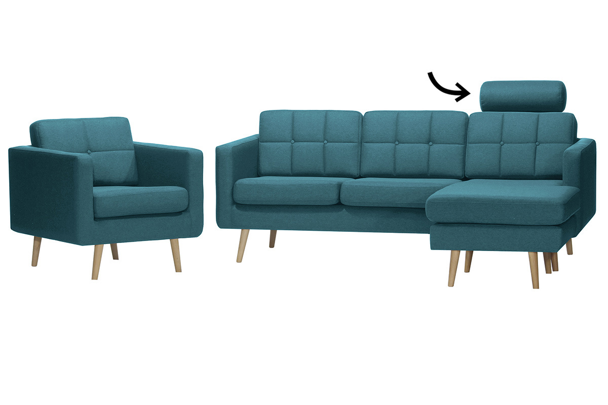 Repose-tte amovible en tissu bleu canard ELFE