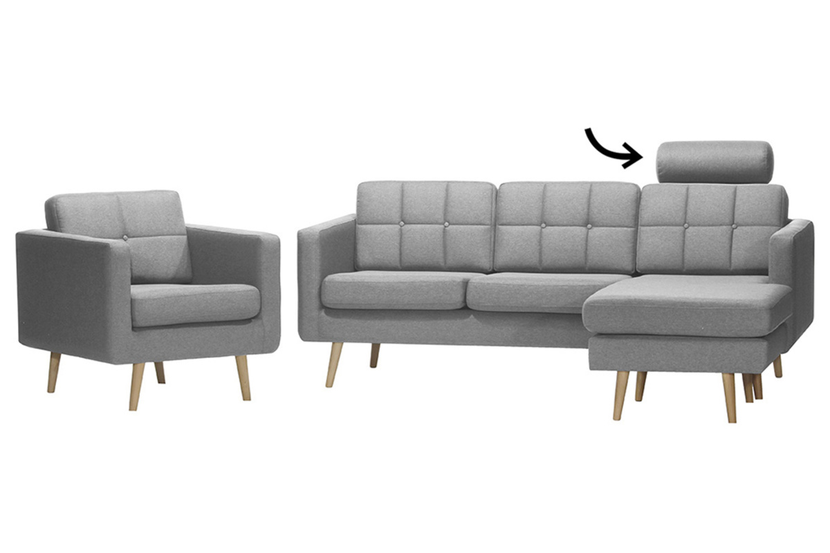 Repose-tte amovible en tissu gris clair ELFE