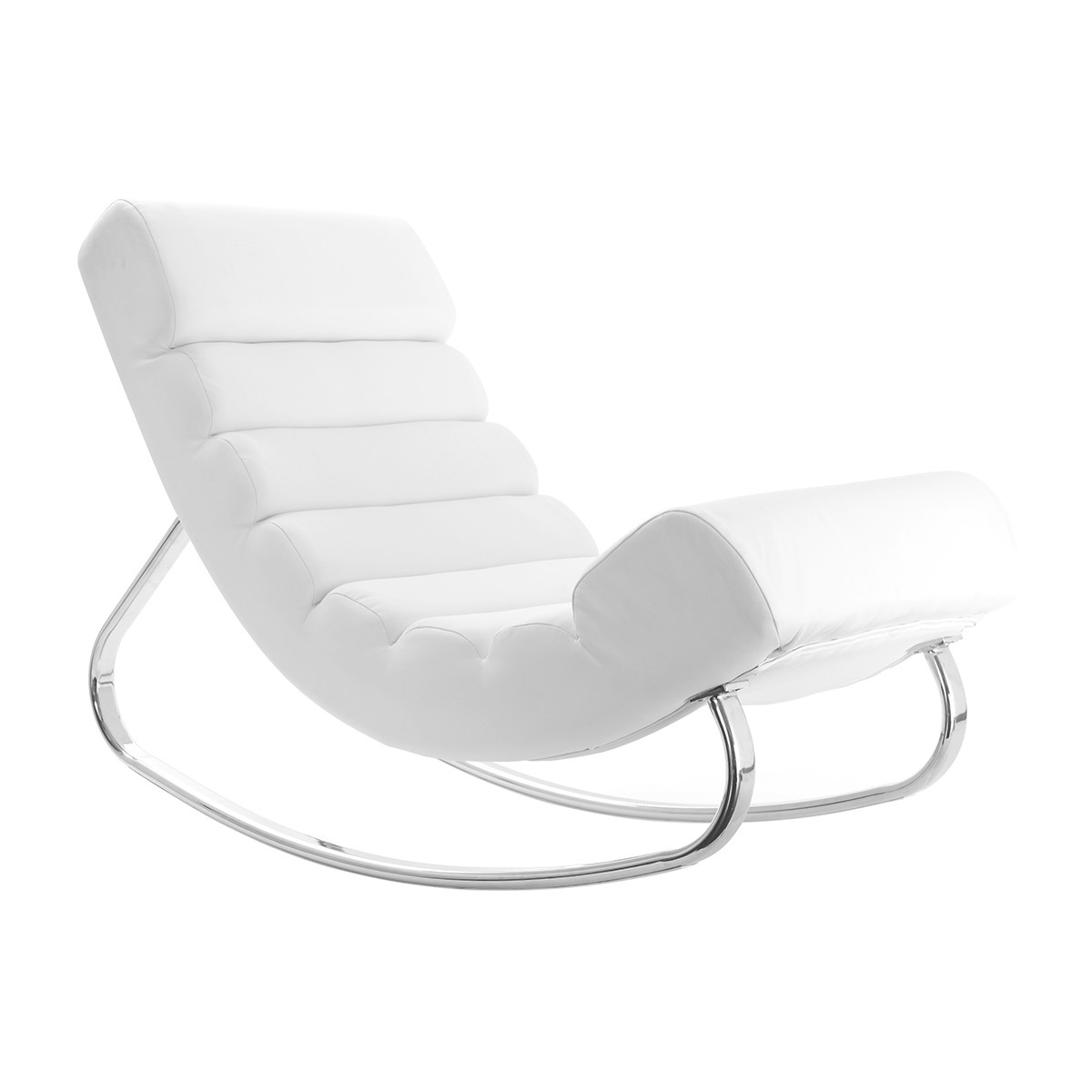 Rocking chair design blanc et acier chromé TAYLOR vue1