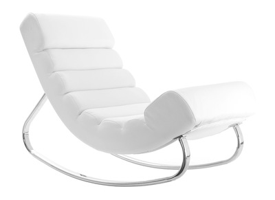 Rocking chair design blanc et acier chromé TAYLOR