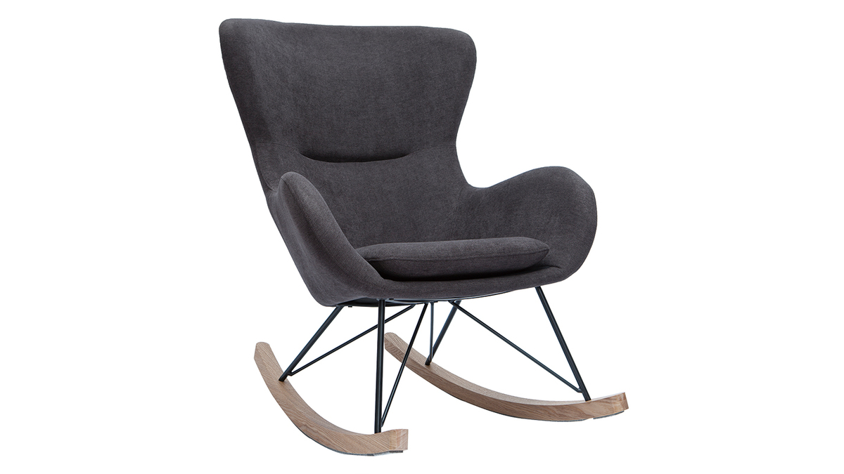 Rocking chair design effet velours gris ESKUA