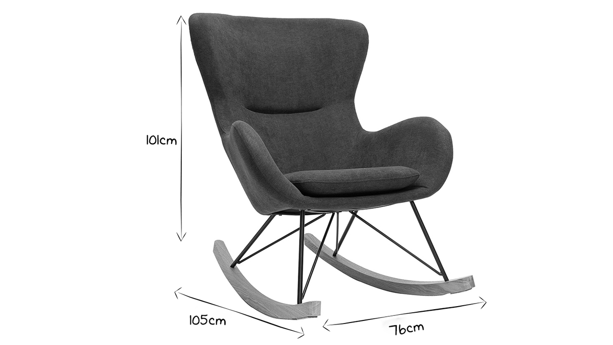 Rocking chair design effet velours gris ESKUA