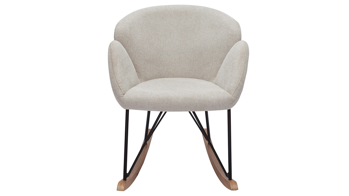 Rocking chair design effet velours texturé beige RHAPSODY