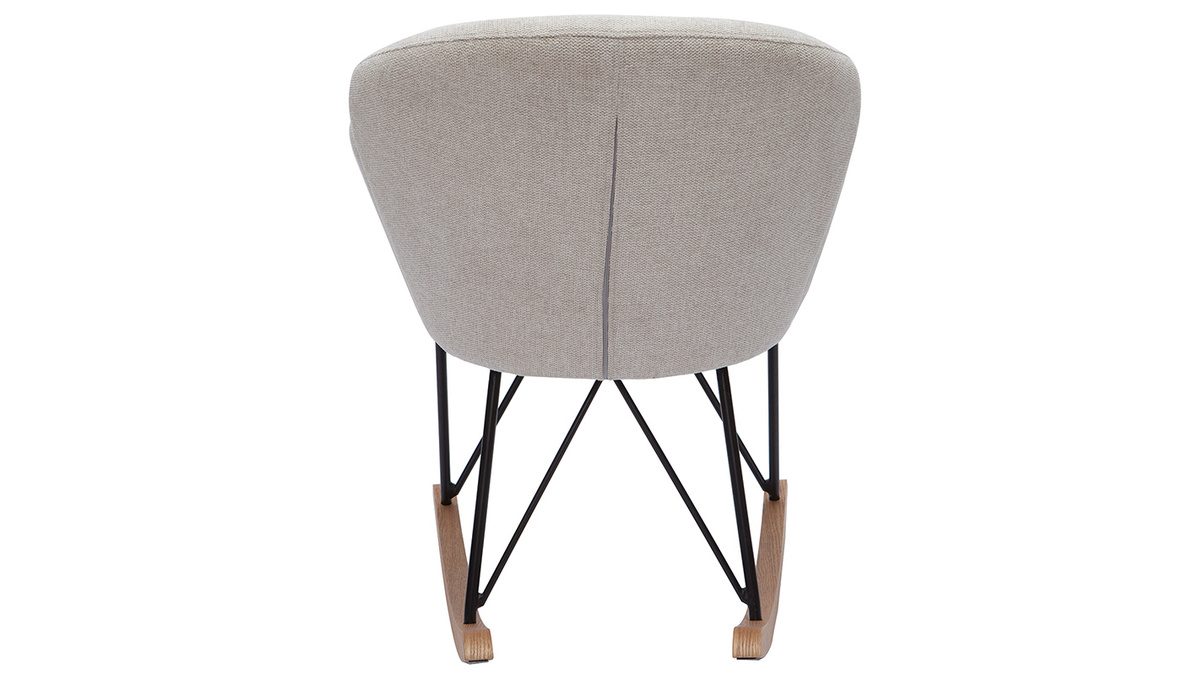 Rocking chair design effet velours texturé beige RHAPSODY