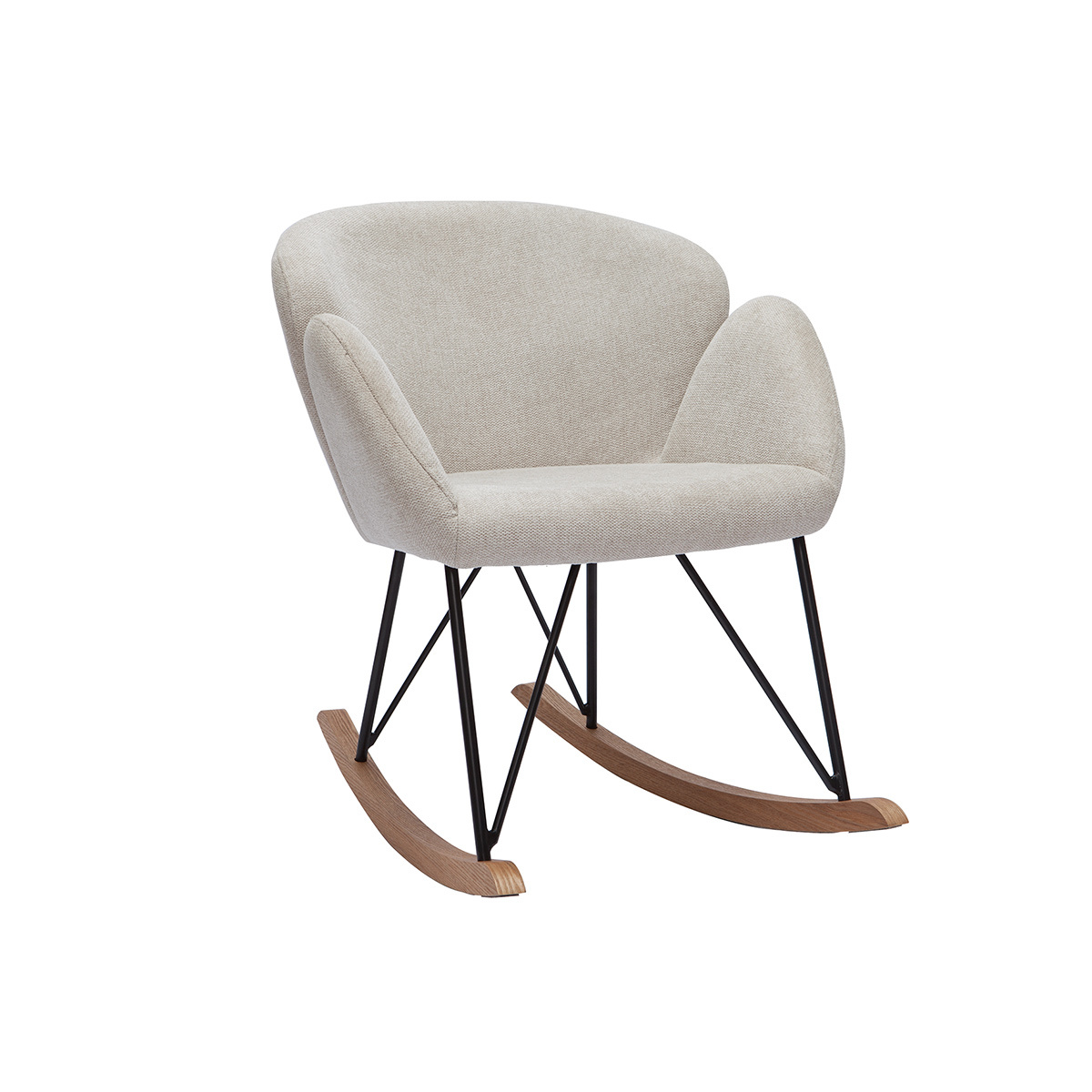 Rocking chair design effet velours texturé beige RHAPSODY vue1