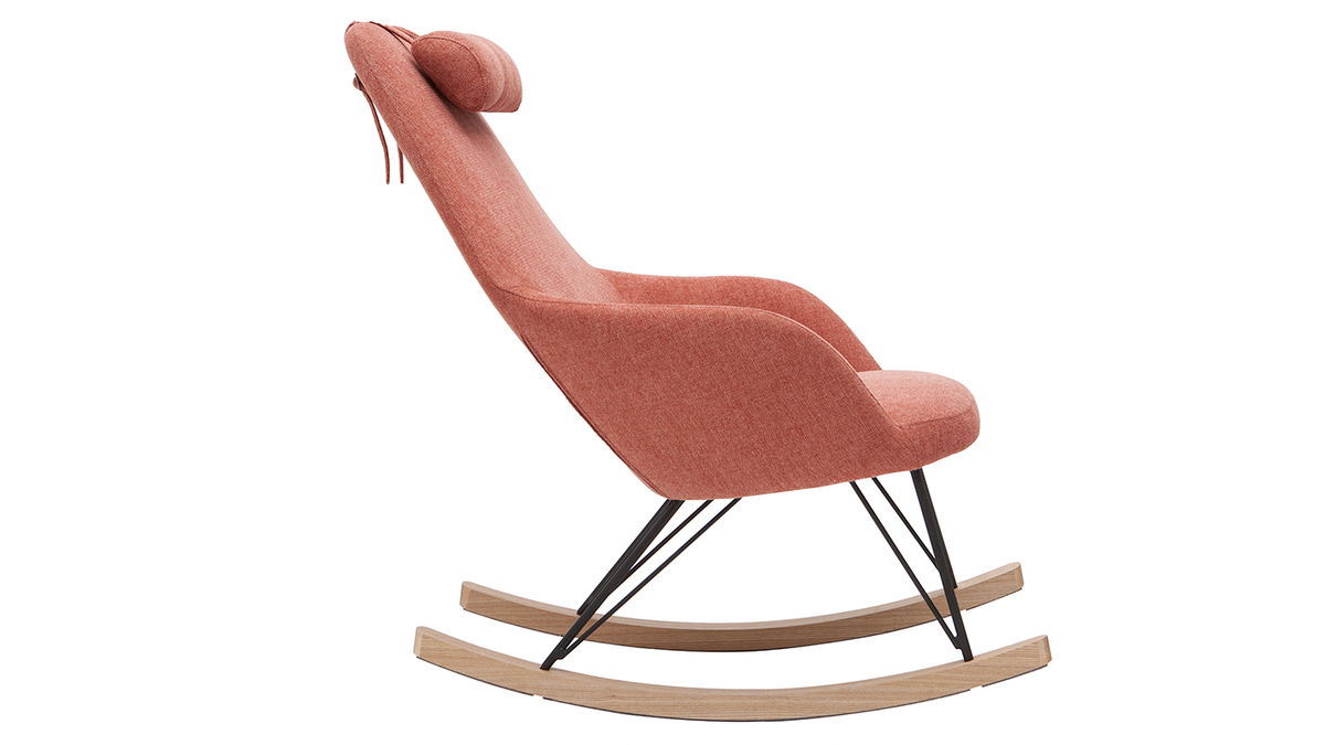 Rocking chair design effet velours texturé terracotta JHENE
