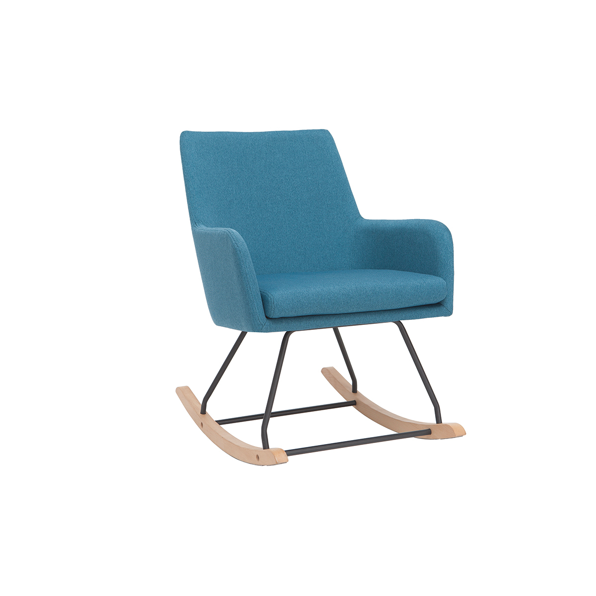 Rocking chair design en tissu bleu canard SHANA vue1