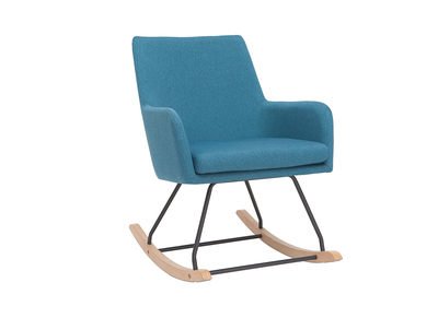 Rocking chair design en tissu bleu canard SHANA