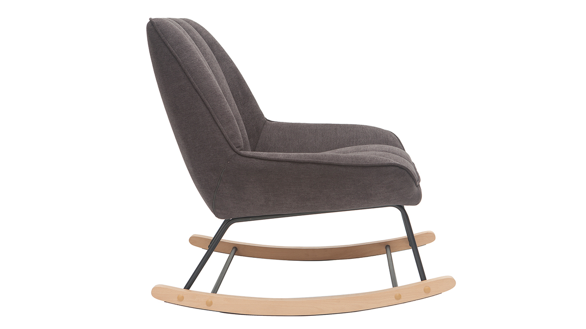 Rocking chair design en tissu effet velours gris foncé BILLIE