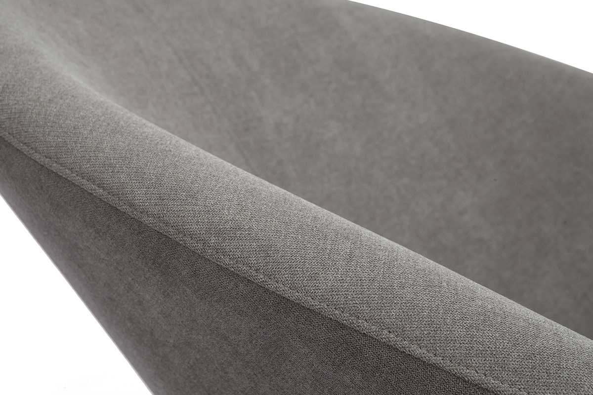 Rocking chair design en tissu effet velours gris, m�tal noir et bois clair KOK